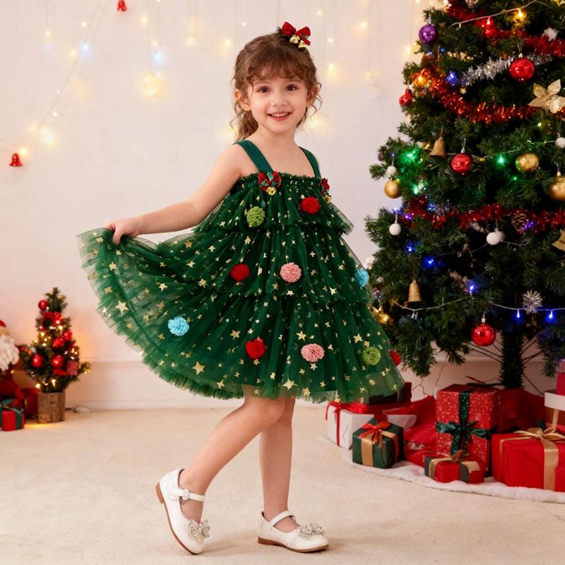 1-7 Years Kids Girls Cute Strap Mesh Dress Tutu Dress