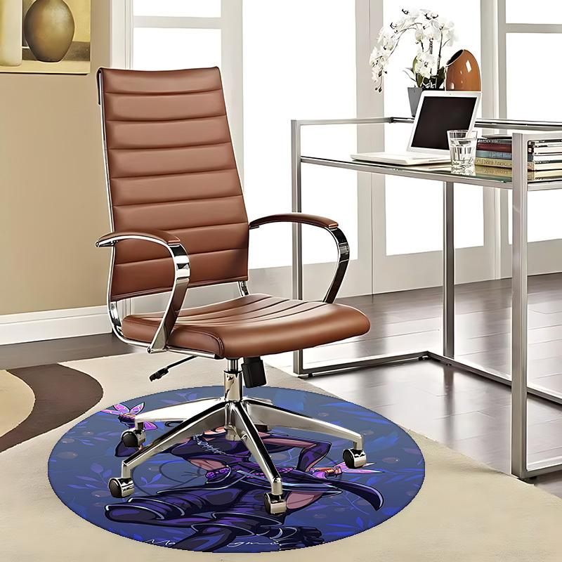 

1pc Anime Design Round Carpet - Office Chair Mat with Butterfly Print, Suitable for Home Decor, Gaming Room 80cm