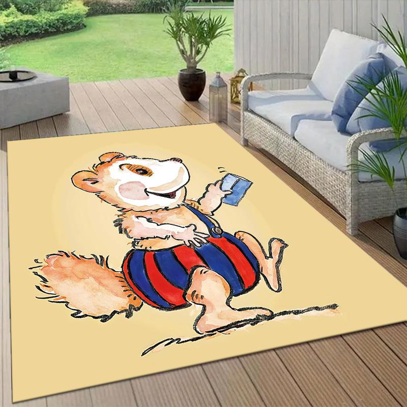 Bobo Siebenschläfer Flannel Pattern Square Carpet,Area Rug,Carpet Rug for Living Room Bedroom Sofa Playroom Decor,Non-slip Floor Mat