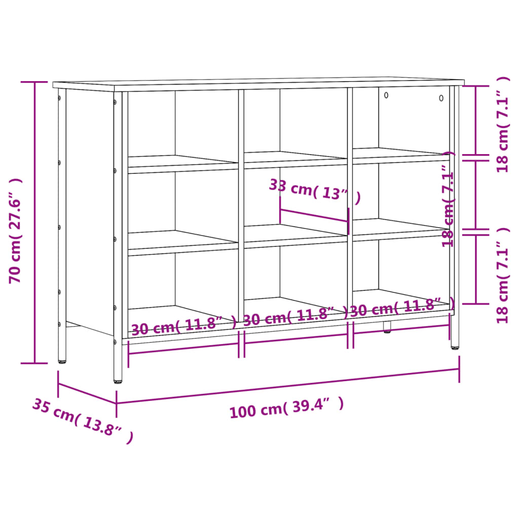 Shoe Rack Smoked Oak 100 x 35 x 70 cm Wood Based Panel
