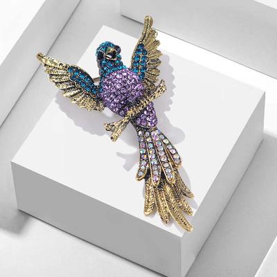 Broche aigle vintage colorée en diamants pleins, broche animal de dessin animé, accessoires pour manteau, veste