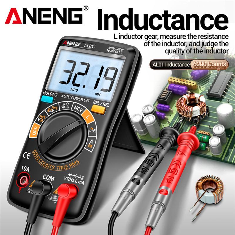 Coil Inductance Multimeter Duty Cycle Hz Tester ANENG AL01 6000 Counts NCV Temperature Meter True-RMS Voltage Pro Tester Tools