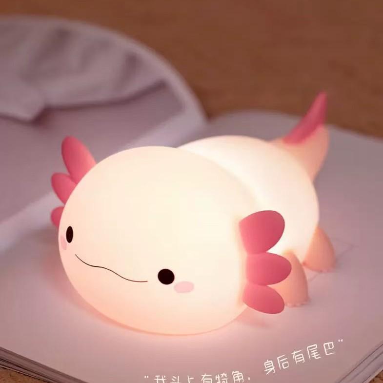 Rechargeable Axolotl Night Light with Timer – Touch-Control Bedside Lamp, Creative Gift