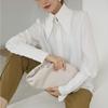 Stylish Elegant Turn Down Collar White Long Sleeve Satin Shirts Fashion Woman Vintage Blouse Office Lady Tops