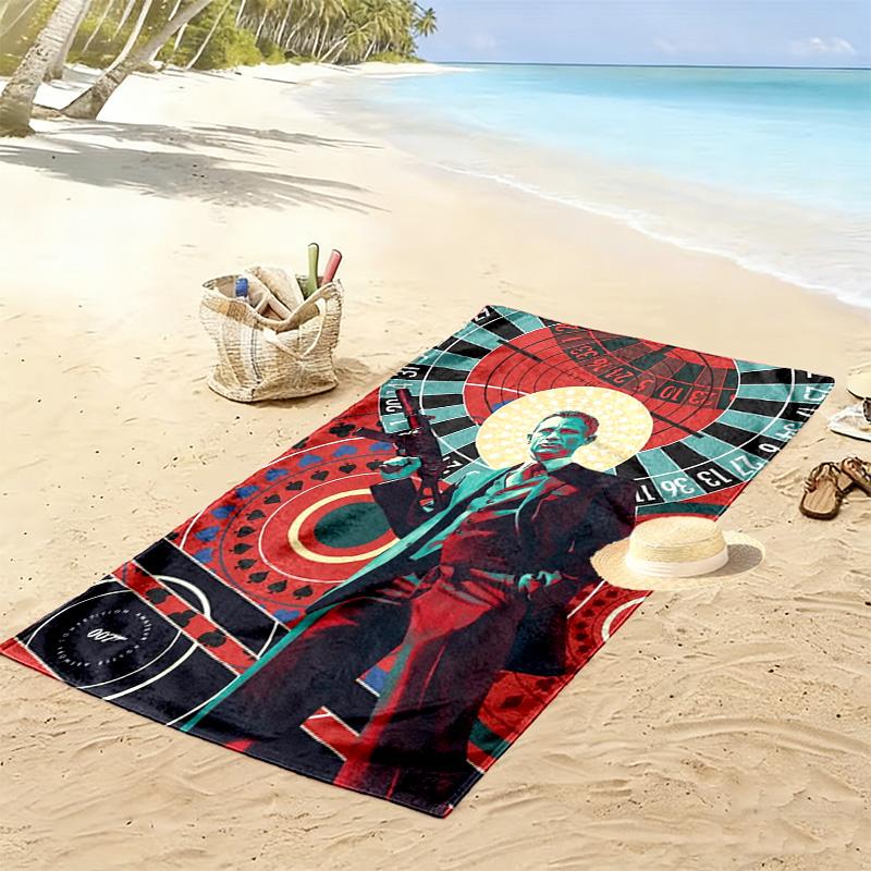 Espionage Elegance Casino Royale Beach Towel Soft Outdoor Camping Absorbent Bath Towel Outdoor Pool Towel Seaside Travel and Vacation Towels Printing