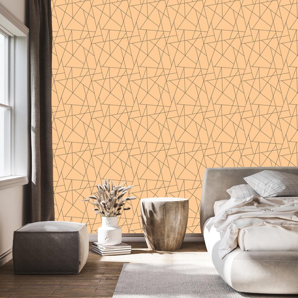 Geometric Pattern Wallpaper Cream and Gold for Living Room and Bedroom 50x1000