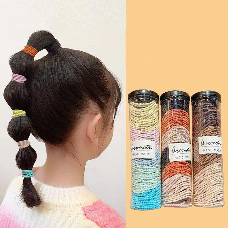 100pcs Seamless Hair Rings Elastic Hair Ties Simple All-match Hair Ropes Non-slip Hair Rings