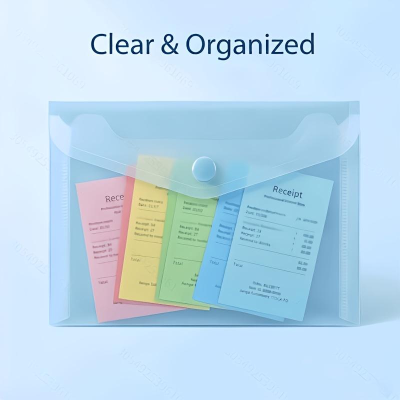 A7 Size Clear Plastic Document Envelope Folder File Bag Snap Button Closure School Office Stationery Pouches