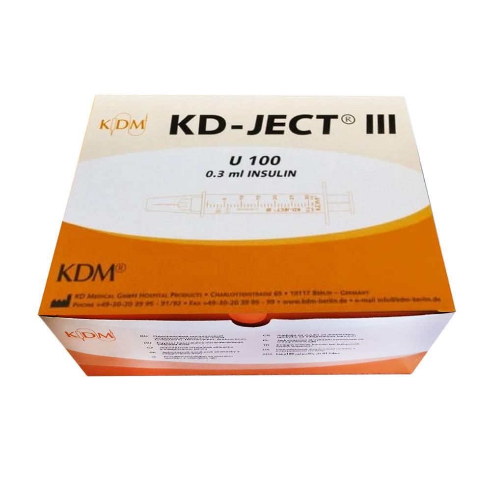 Insulin Syringe With Fused Needle 0.3Ml U-100 G30 (0.30X8) Kd-Ject Iii 100 Pcs