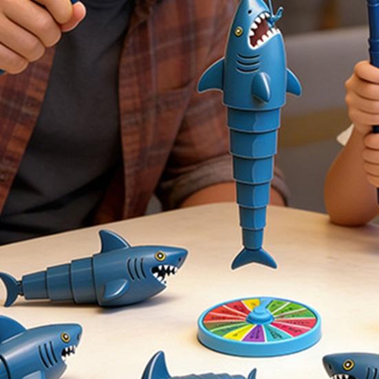 1 Set Kids Fishing Board Game Kit with 2 Rods 6 Retractable Fishes Penalty Wheel Toddlers Boys Girls Educational Multi-player Interactive Fishing Toy