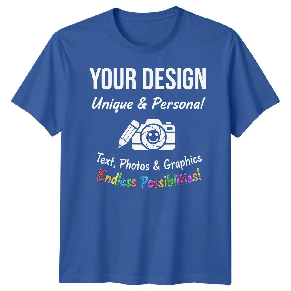 Personalised T Shirts Mens Womens Kids UK Any Text And Photo Custom Design Tee 4 4XL