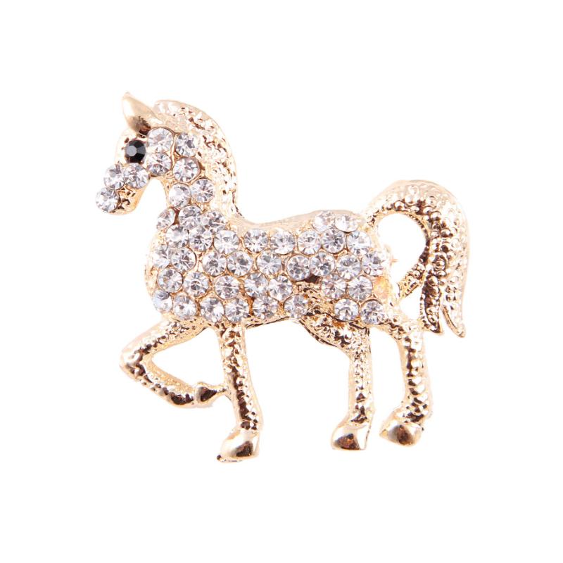 Fashion Rhinestone Animal Horse Brooch Pins Metal Crystal Corsage Suit Shirt Collar Luxulry Brooches Jewelry Accessories