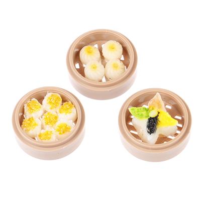 1X Puppenhaus Miniaturen Chinesisches Essen Dampfbrötchen Dim Sum Korb Zubehör