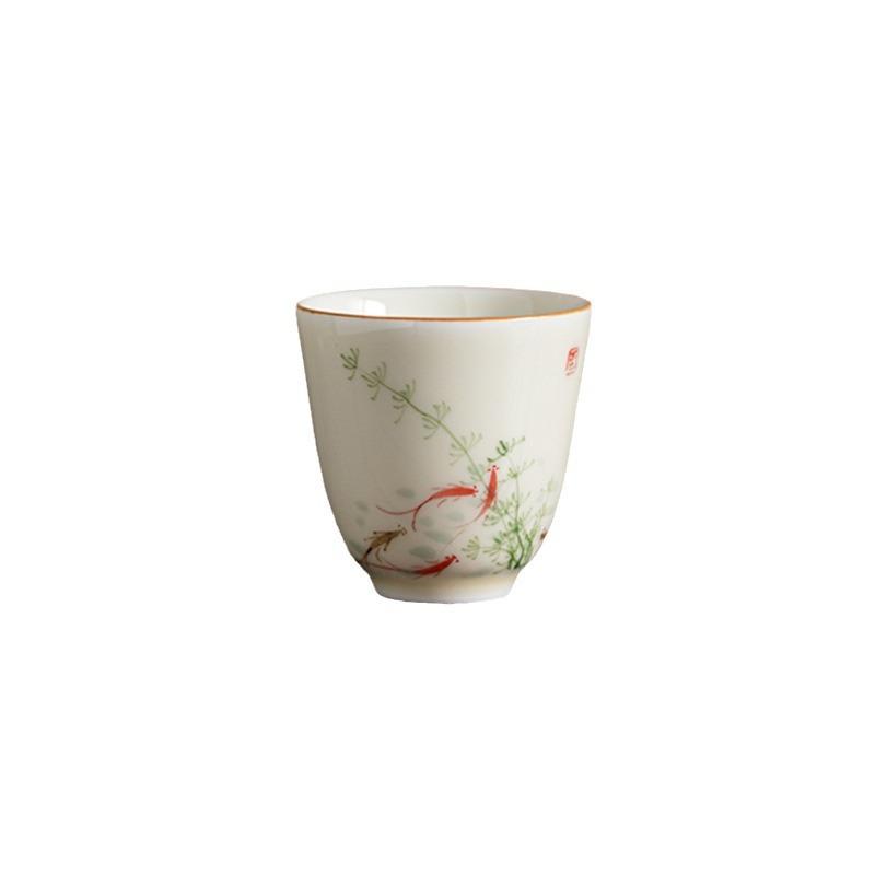 Handbemalte Keramik-Teetasse Unterglasur Blau Lotus Bambus Orchidee Teezeremonie Tasse Chinesisches Gongfu Tee-Set