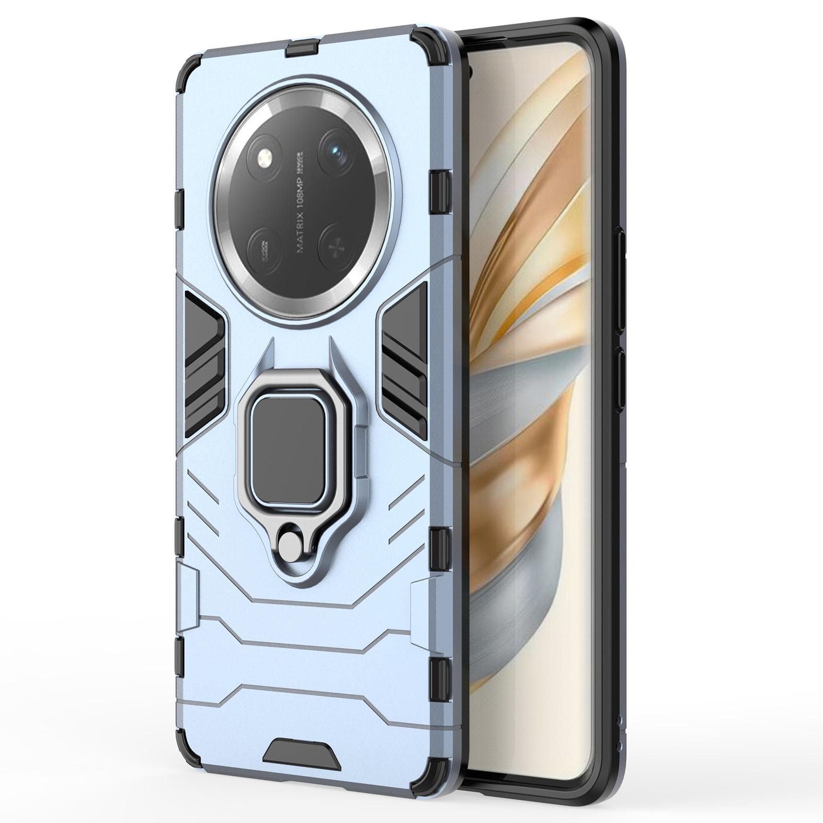 

For Honor X60 Pro 5G/Magic7 Lite 5G Case Ring Kickstand PC+TPU Protective Phone Cover Blue