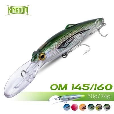 Kingdom Kingpro OM145mm/160mm 50g/74g Floating Minnow Sea Fishing Lure for Trolling Far Casting Artificial Wobblers for Fishing Jerkbaits