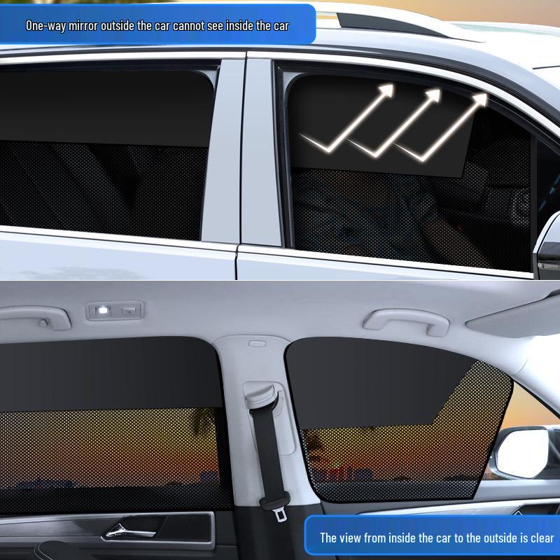 Dual-Tone Magnetic Car Sunshade Curtain for Heat and UV Protection