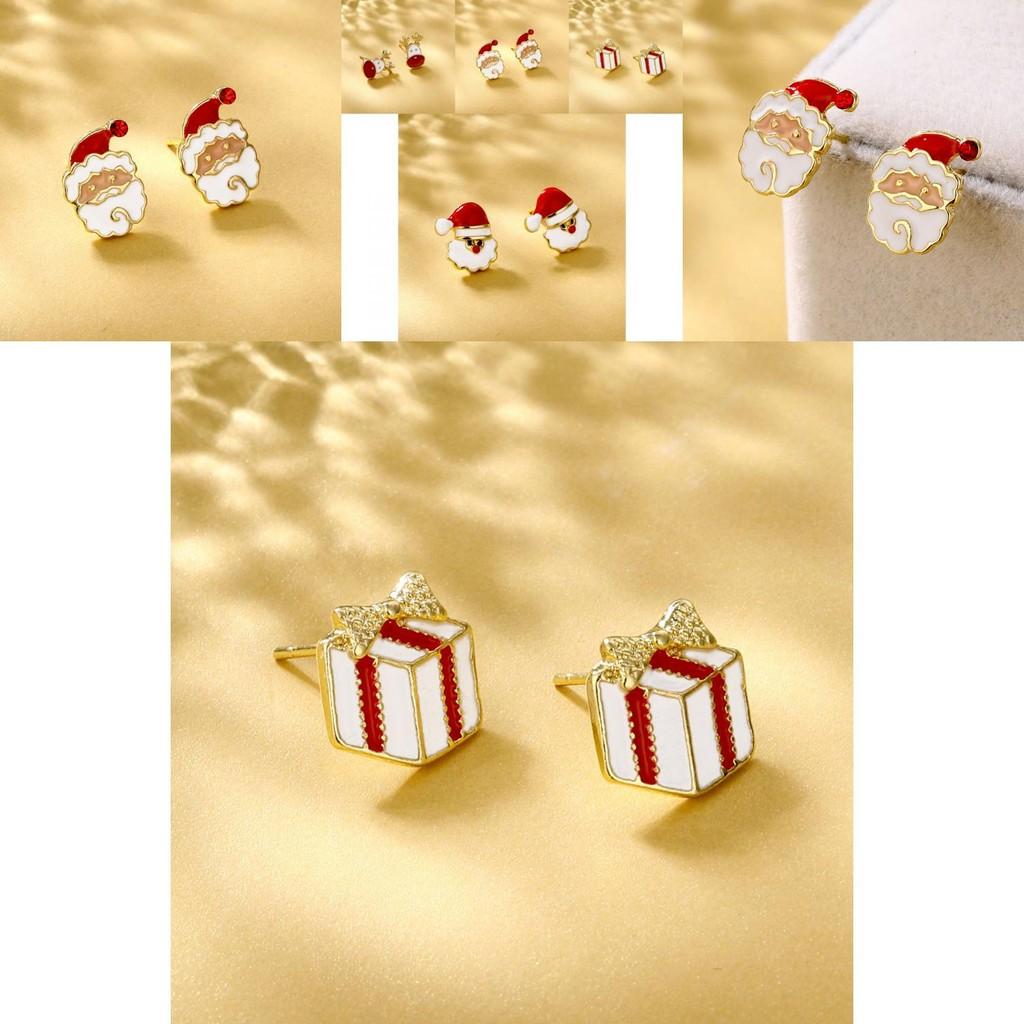 Beautiful Geometric Christmas Earrings Alloy Material With Deer And Santa