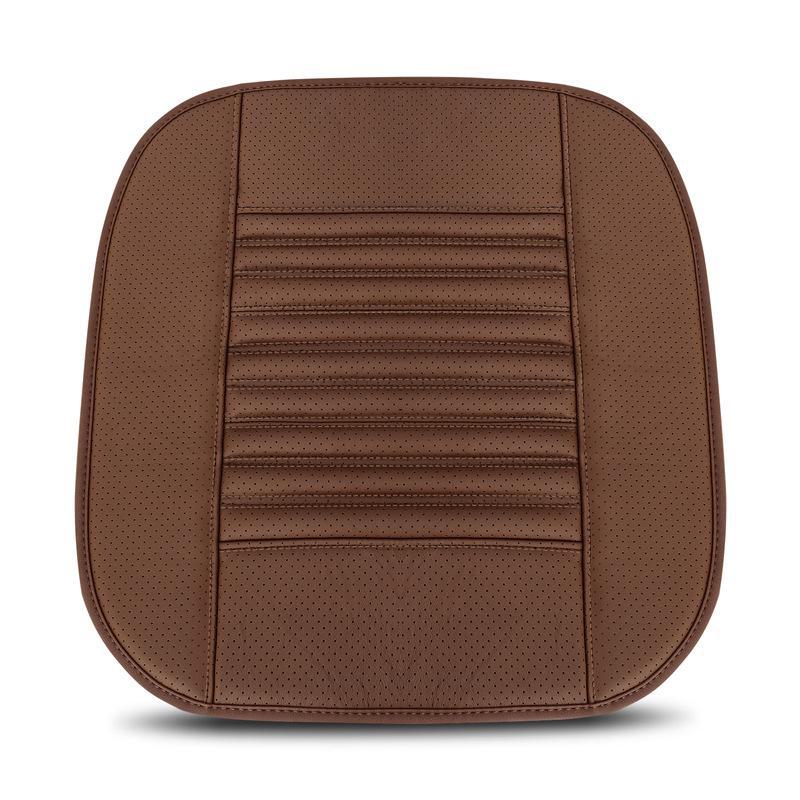 Universal Single Piece Cowhide Car Leather Seat Cushion - Non-slip Breathable Heightening Design for All Seasons
