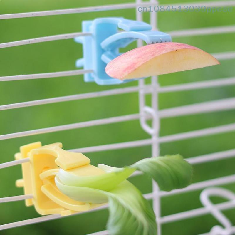 2/4 Pcs Pet Bird Food Holder Parrot Fruits Vegetables Clip Bracket Cuttlefish Bone Feeder Device Clamp Bird Cage Accessories