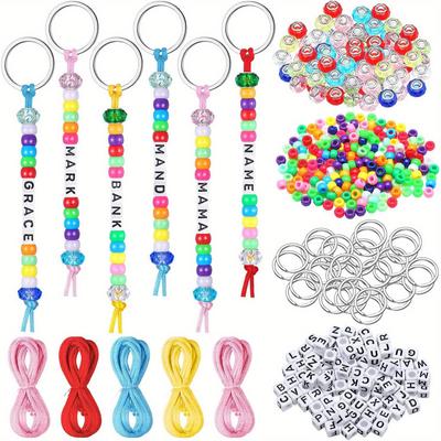 557pcs DIY Keychain Handmade Set, Transparent Colored Letter Beads, Keychain Accessories, Birthday and Holiday Party Keychains
