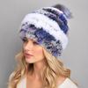 New Luxury Knitted Real Genuine Fox Fur Hats Women Beanies Solid Rex Rabbit Fur Caps Winter Lady Party Fashion Fur Hat Skullies