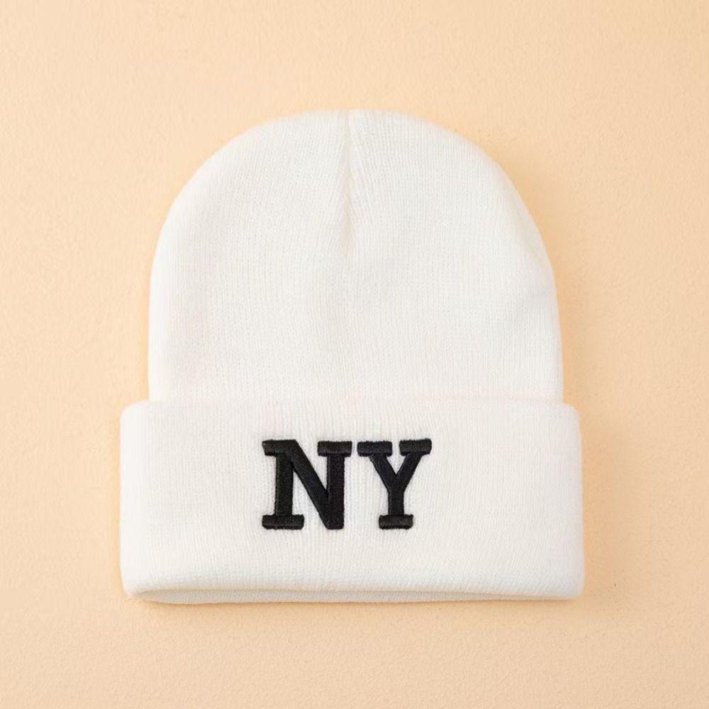Solid Color Cold Cap Letter embroidery Knitted Skull Bonnet Winter Warm Knitted Beanies Hat  Unisex