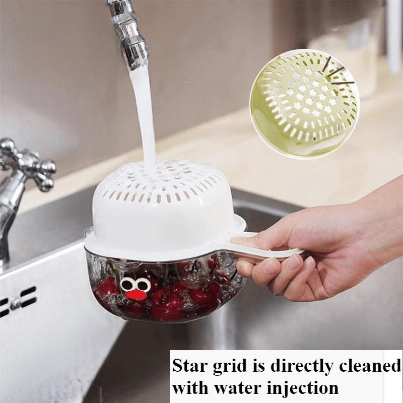 Double Drain Basket with handle,Multi-purpose Storage Drain Basket Household Fruit Vegetable Basket Plastic Drain Basket Acces