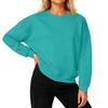Women's Loose Comfortable Casual And Fashionable Round Neck Threaded Sleeves Solid Color Long Sleeved Sweatshirt
