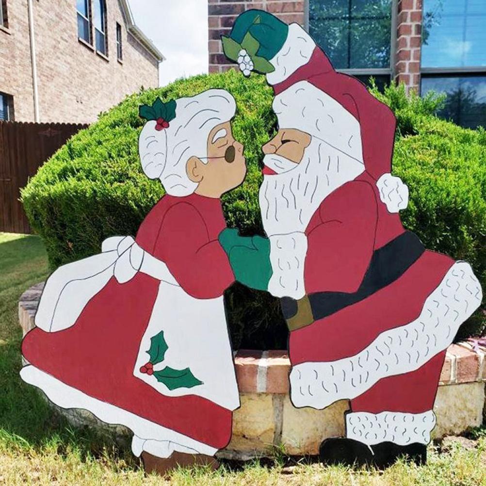 Jul Gårdsskyltar Trädgårdspinnar Jul Tomte Gräsmatta Dekorationer Trädgård Träpinnar Gräsmatta Dekorationer Gårdsskyltar