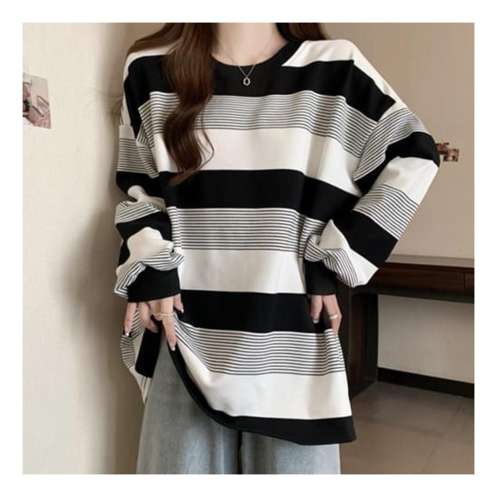 Navava Men Casual STriped Color Block Long Sleeve T shirT nT2017