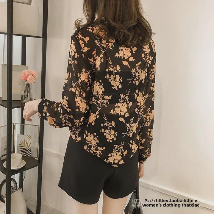 Women's 2024 Chiffon Long Sleeve Korean Style Slimming Shirt - Trendy Loose Fit