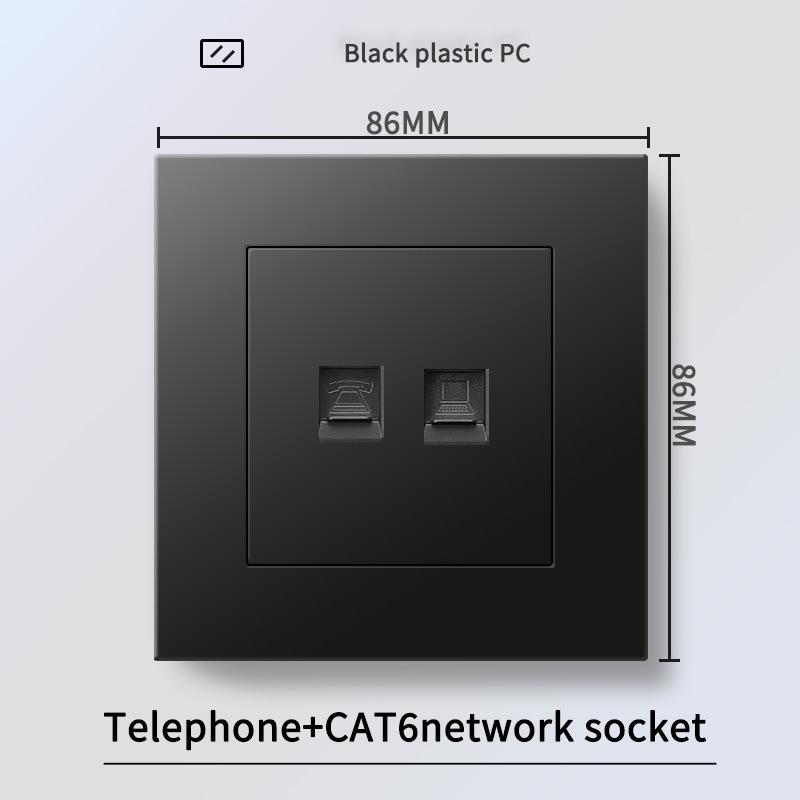 13A British Standard Socket with USB & Type-C Fast Charging, Light Switch, Black Panel for Hong Kong & Macau