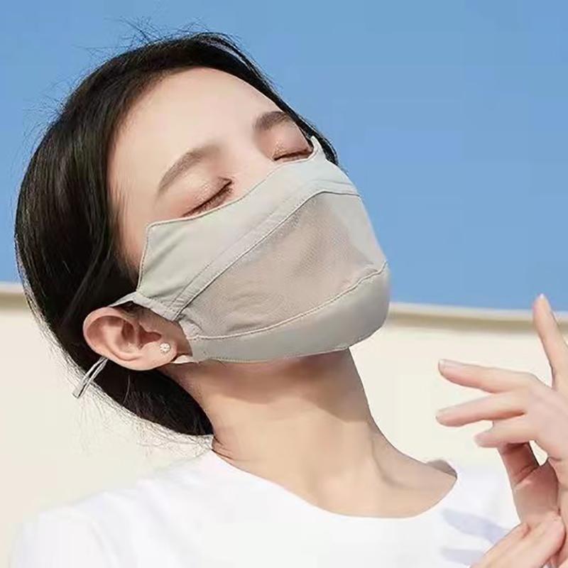 Breathable Ice Silk Sunscreen Face Mask Outdoor Sports Anti-Uv Face Mask Head Scarf With Adjustable Buckle Driving Riding Mask