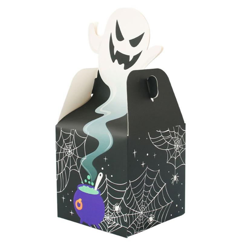 12pcs Halloween Paper Treat Boxes Trick-or-treat Gift Bags For Candy Cookie Chocolate Donuts Cakes