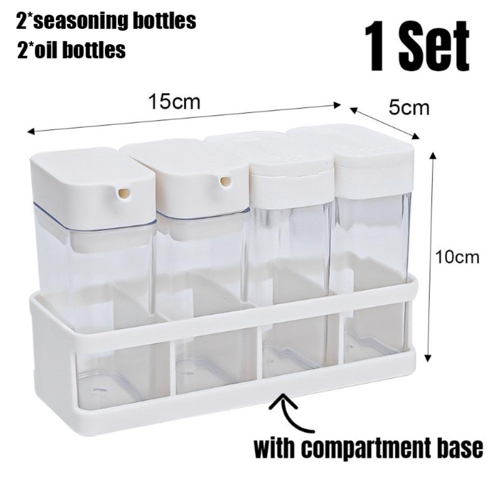 4 ks/sada Vlhkostivzdorná nádoba na koření Kombinovaná sada konvičky na olej Průhledná nádoba Olej