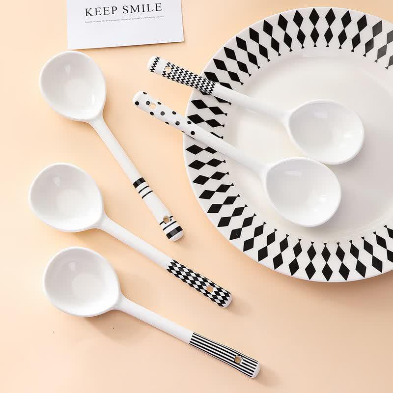 KANGMO Hepburn Style Ceramic Dessert Spoons (5-Pack)