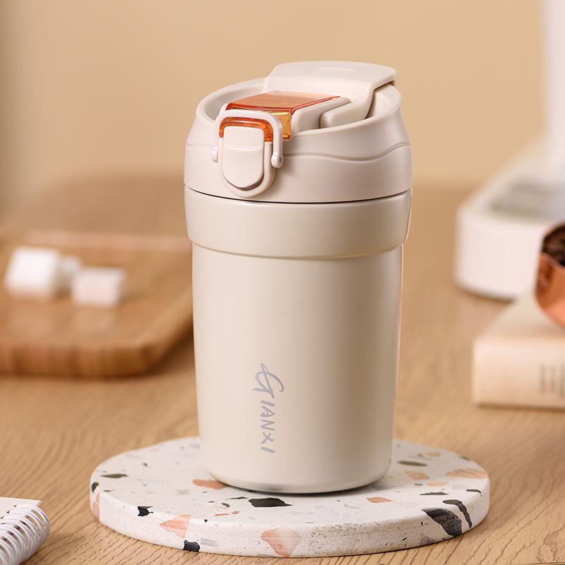 Coffe Insulation Mug Ceramic Liner Thermos With Straw Cold-Keeping Car Simple Style  Leak-Proof Car Women General Gift Cup