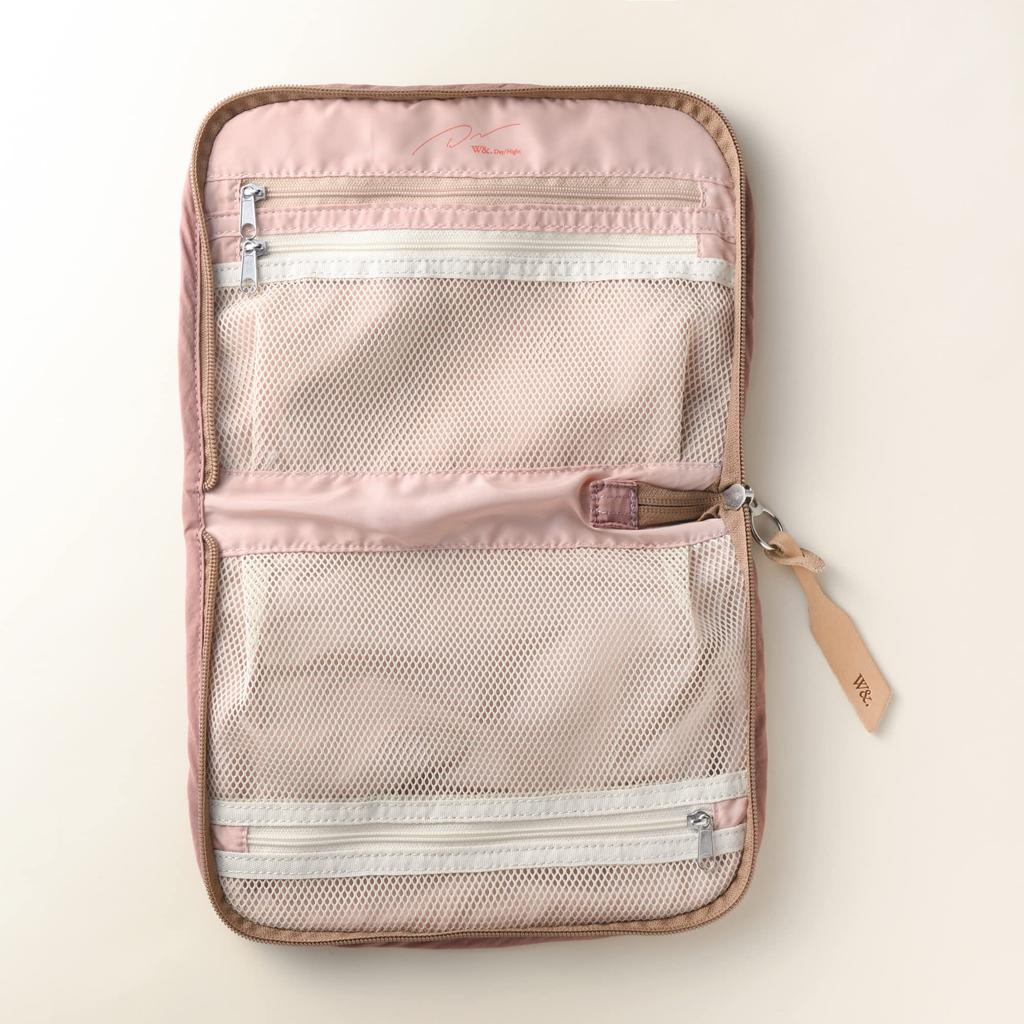 Day Makeup Case Marukka Flexible Pouch Type Dusty Pink [Double & Night] Multi-Function No.15053