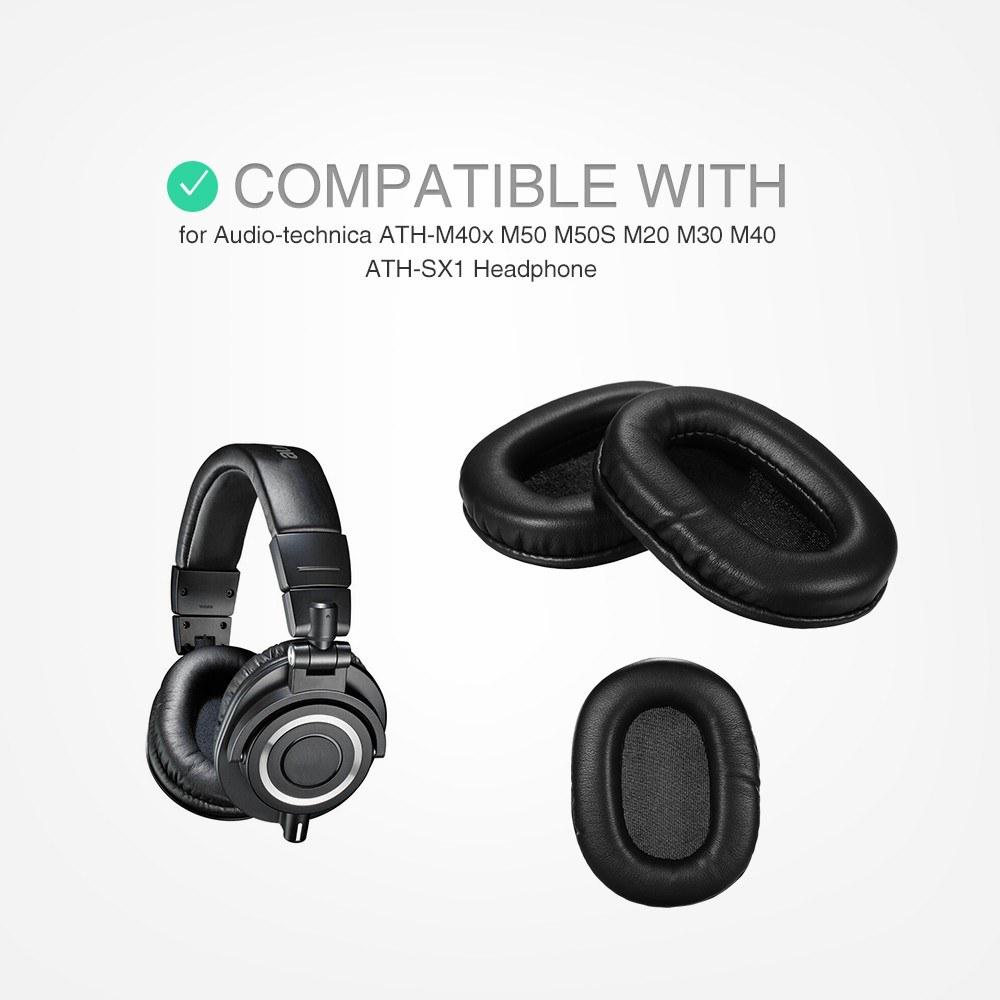 Náhradní náušníky z proteinové kůže s paměťovou pěnou pro sluchátka Audio-technica ATH-M40x M50 M50S M20 M30 M40 ATH-SX1