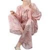 Cotton and silk family 1011 new cotton silk pajamas women's spring and autumn loungewear suit women can wear casual long-sleeved trousers