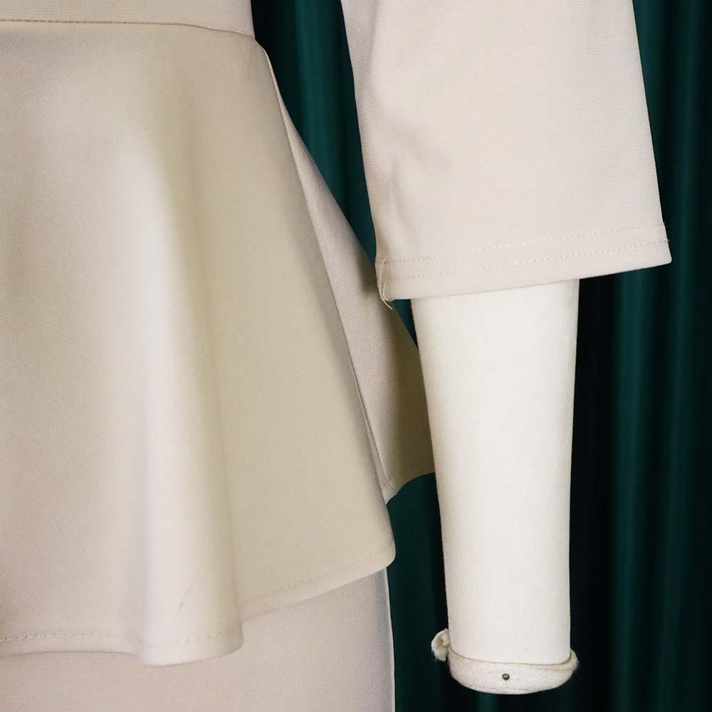 Large Size Women Summer Fashion Patchwork Mid Sleeves Dress Ladies One Piece Elegant Ruffled Business Dress