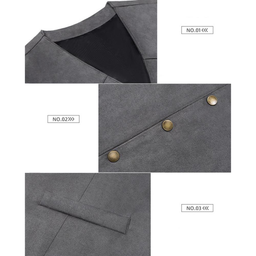 Brown Vest Men's Formal Business Suit Suede Waistcoat Groomsmen for Wedding New Cowboy