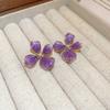 Drip Oil Purple Pearl Flower Summer Girl Heart Versatile Sweet And High End Earrings