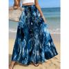 Women's Plus Size Skirt with Abstract Blue Ocean Pattern, Ideal for Beach, Travel, Casual Outings and Summer Events