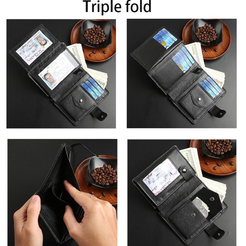 Herrplånböcker Slitstark Kvalitet Läder Sedelklämma Herr Business Casual Kort Trefaldig RFID-blockerande Plånbok Korthållare Rese Passfodral Plånbok