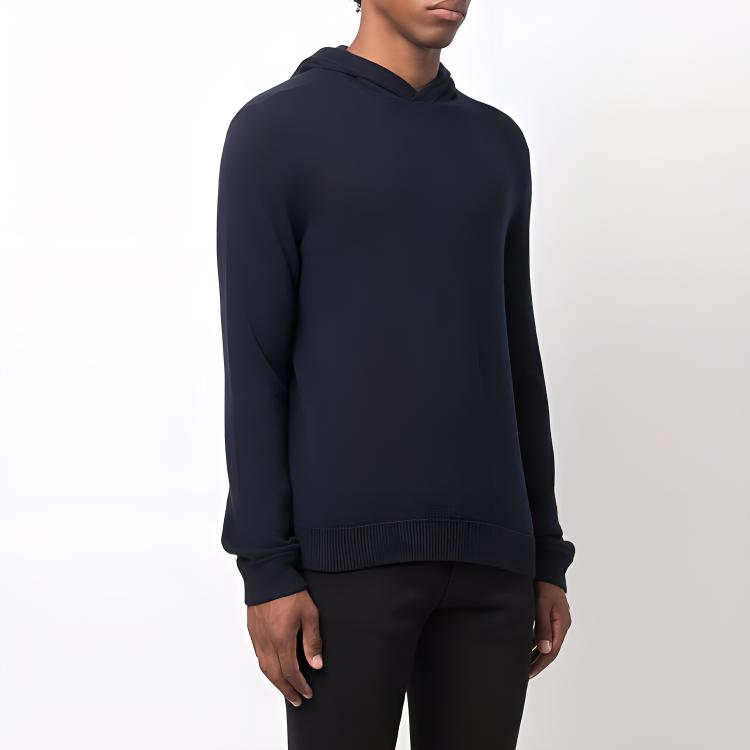 Emporio Armani FW21 Einfarbiger Langarm Strick Kapuzenpullover Pullover Herren Pullover Blau 6K1MXC-1MXYZ-0920