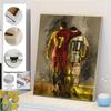 Modern Art Football Canvas Poster: Bright Red & Green Jersey for Bedroom, Living Room, or Office Decor