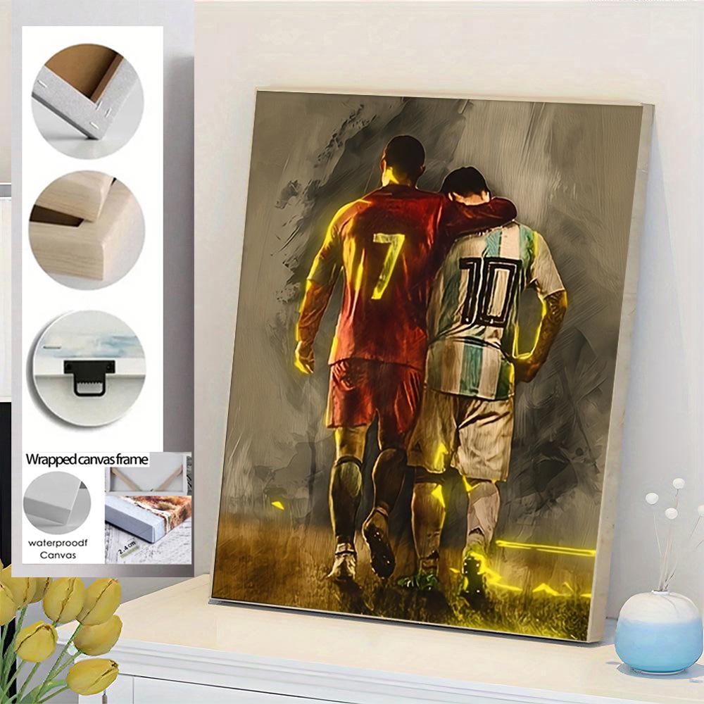 Modern Art Football Canvas Poster: Bright Red & Green Jersey for Bedroom, Living Room, or Office Decor