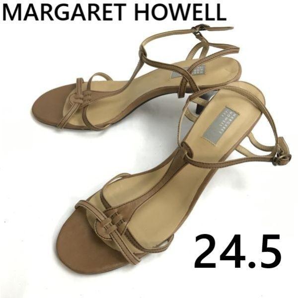 

USED/Made in Japan MARGARET HOWELL T-Strap Sandals 24.5 Women Beige Pumps